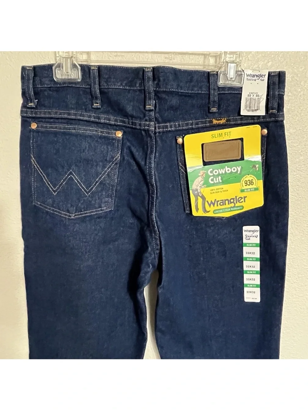 Wrangler Cowboy Cut Slim Fit Straight Leg Denim 936 Blue Jeans Rodeo Mens 33X32